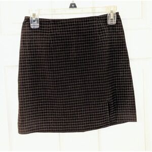 Express‎ Brown Plaid Mini Skirt Fitted Casual Career Size 3/4